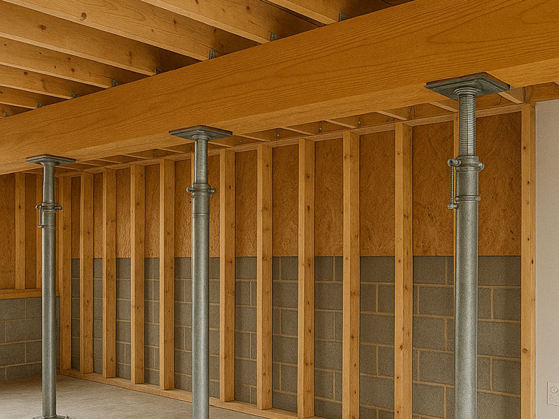 Structural retrofit with new beams and framing connections in Colorado home