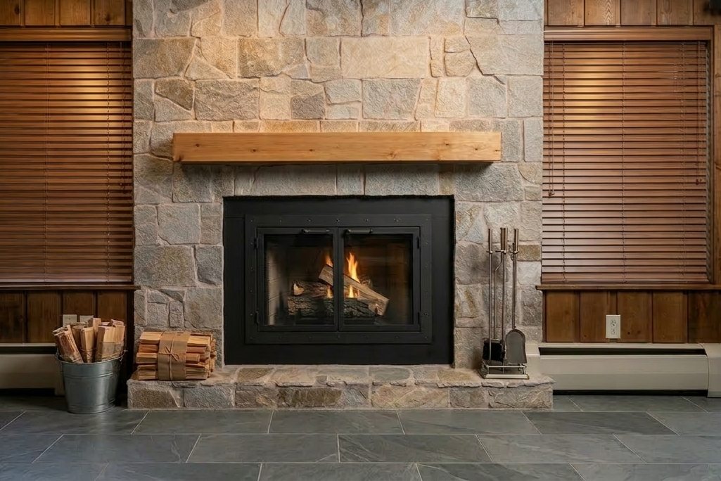 Modern fireplace renovation with upgraded surround in Denver, Colorado